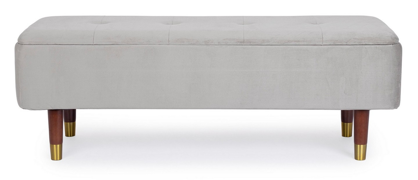 Panca contenitore 151x50h cm in tessuto grigio con cuscini inclusi - Levia