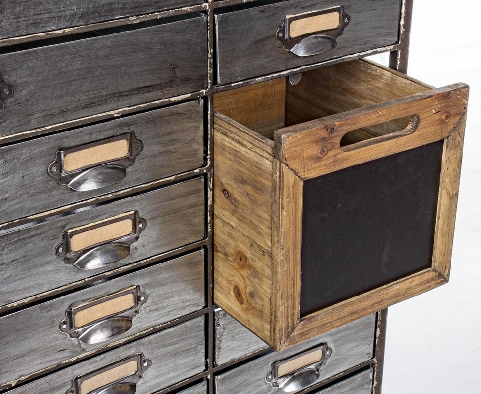 Cassettiera da officina anni cinquanta in ferro con cassetti in legno -  giakkemikkeshop
