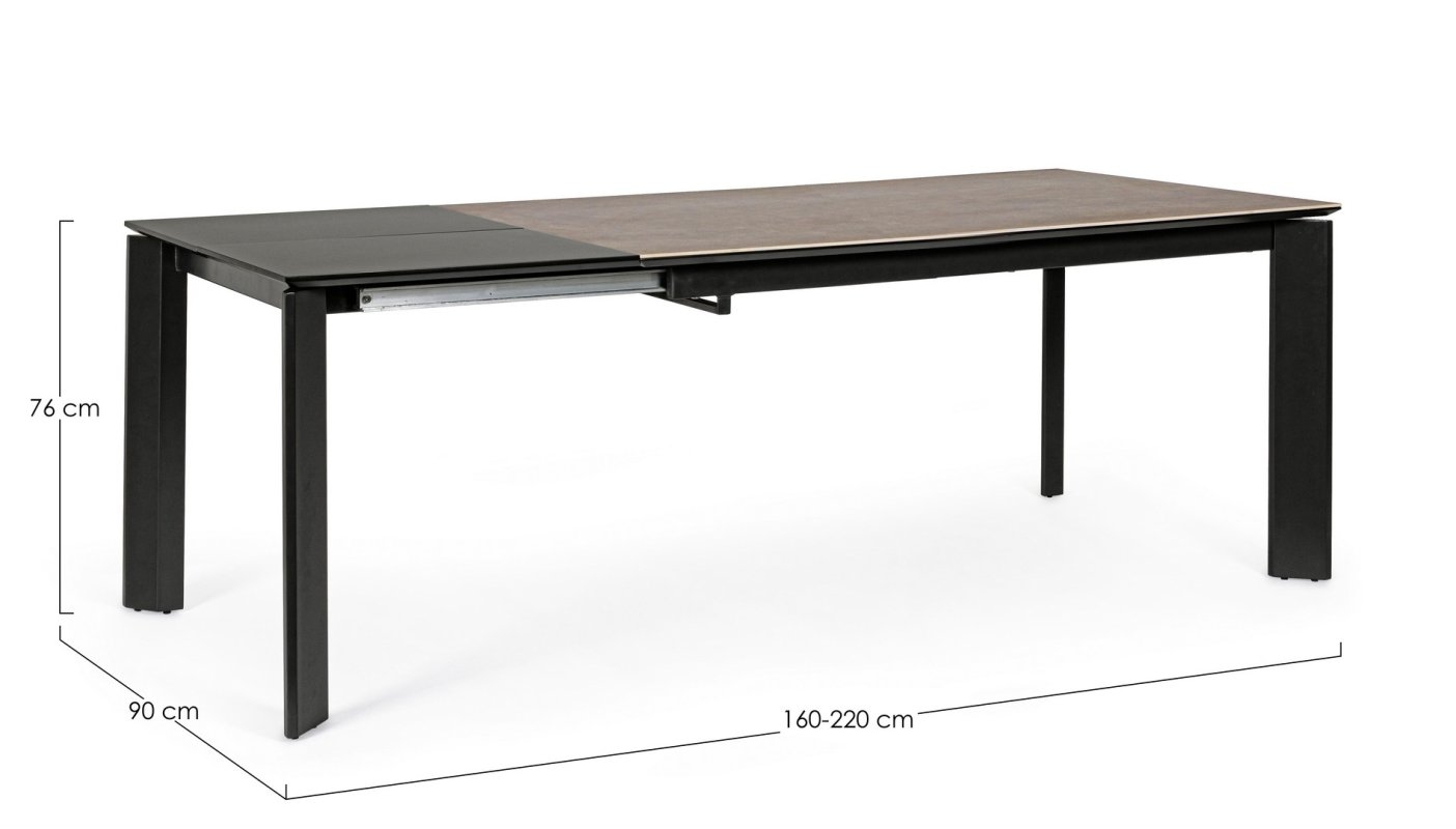 MESA EXT BRIVA GRIS-NEGRO 160-220X90