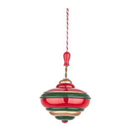 SIENNA RED GREEN SPINNING TOP ORNAMENT 10x7 5x7 5h BIZZOTTO EN