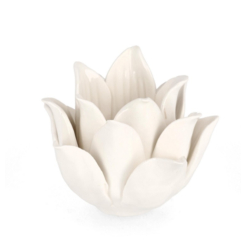 SUNRISE WHITE FLOWER CANDLE HOLDER H10,5