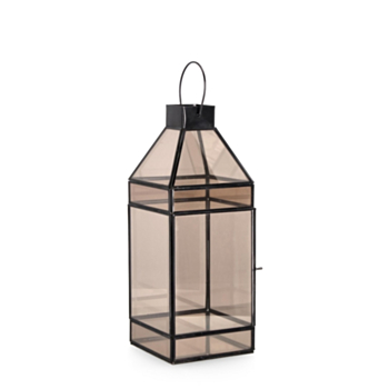 SIWAN BLACK GLASS LANTERN 1H H42