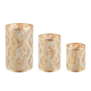 SET3 NAMID CHAMPAGNE CYL CANDLE HOLDER