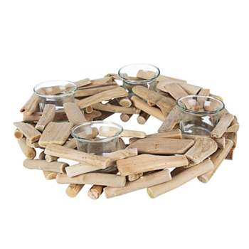 STICK NATURAL ROUND CANDLE HOLDER 4PO