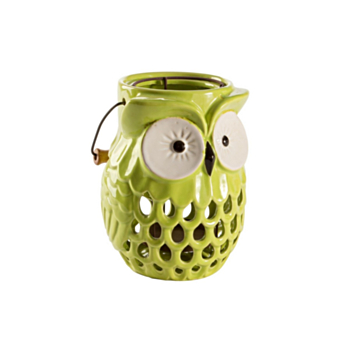 OWL GREEN CANDLE HOLDER