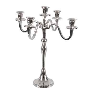 CANDELABRO NORAH 5FUEGOS PLATEADO H43