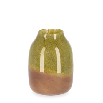 VASE VENUS VERRE VERT ORANGE H21,2