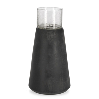 MARDAN BLACK GLASS CANDLE HOLDER H25