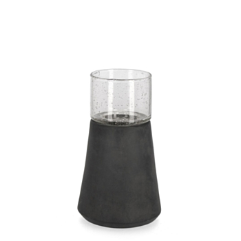 MARDAN BLACK GLASS CANDLE HOLDER H20