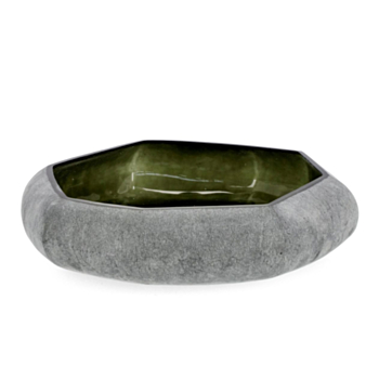 MIRISSA GREEN GL DECORATIVE BOWL D46