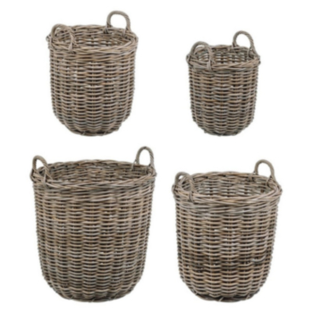 NARRA ROUND BASKET SET4 2-HAND.