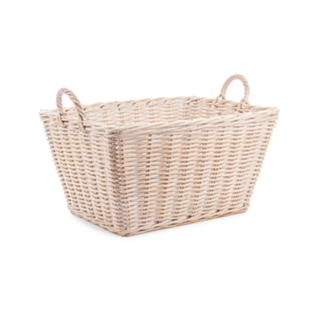 NARRA SHAPED WHITE WASHED BASKET 2H