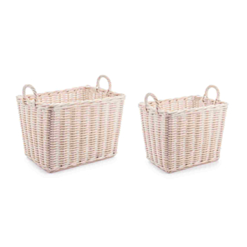 NARRA WHITE WASHED BASKET 2H SET2 S