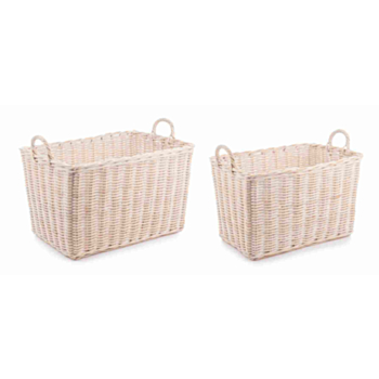 NARRA WHITE WASHED BASKET 2H SET2 M