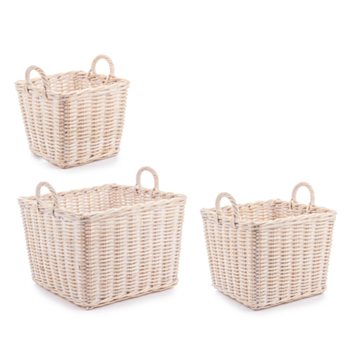 NARRA SQUARE WHITE WASHED BASKET 2H SET3