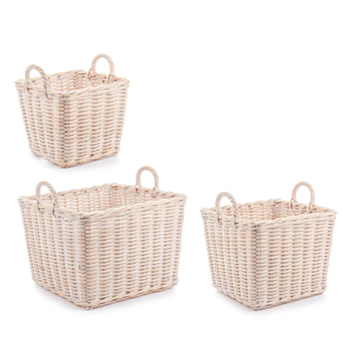 NARRA SQUARE WHITE WASHED BASKET 2H SET3