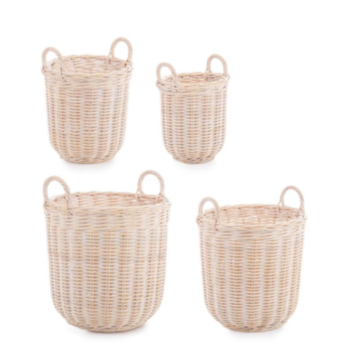 NARRA ROUND WHITE WASHED BASKET 2H SET4