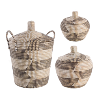 SET3 BASKET TOBAGO SHAPED BLACK