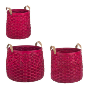 SET3 LISETTE RED ROUND BASKET 2H