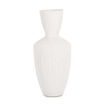 VASE STRIPED BLANC H47