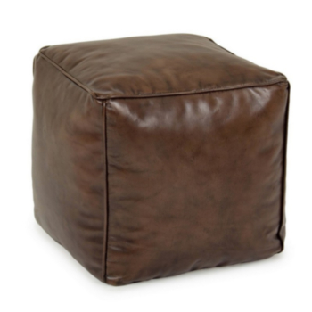 POUF IN PELLE MARRONE - MENDEZ