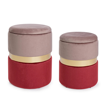 POLINA PINK-RED SET2 POUF W-CONT.