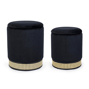 MILENA BLACK SET2 STORAGE POUF