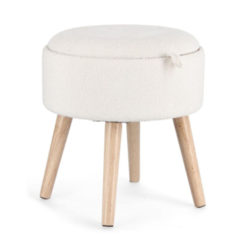 ZOYA WHITE STORAGE STOOL W-TRAY