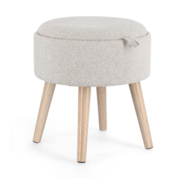 SGABELLO CONTENITORE EFFETTO BOUCLE' GRIGIO CHIARO - ZOYA