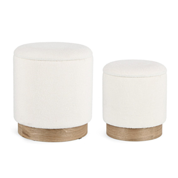 SET2 POUF CONTENITORE EFFETTO BOUCLE' BIANCO - ZOYA