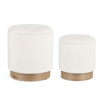 ZOYA SET2  WHITE STORAGE POUF