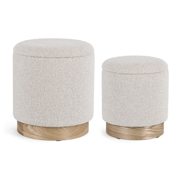 SET2 POUF CONTENITORE EFFETTO BOUCLE' GRIGIO CHIARO - ZOYA
