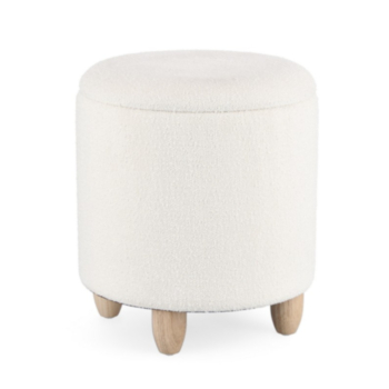 SGABELLO CONTENITORE EFFETTO BOUCLE' BIANCO- ZENA