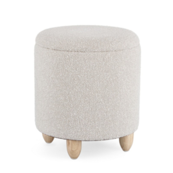 SGABELLO CONTENITORE EFFETTO BOUCLE' GRIGIO CHIARO- ZENA