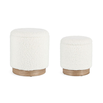 SET2 POUF CONTENEUR ZOYA BLANC TEDDY