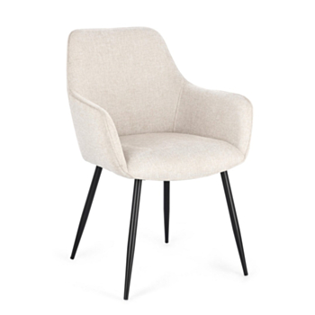 CORA BLACK/BEIGE CHAIR W-ARMRESTS