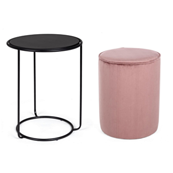 SET2 TABLE BASSE-POUF ANNIKA ROSE ANT.