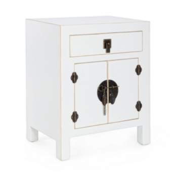 PECHINO WHITE BEDSIDE TABLE 2DO-1DR