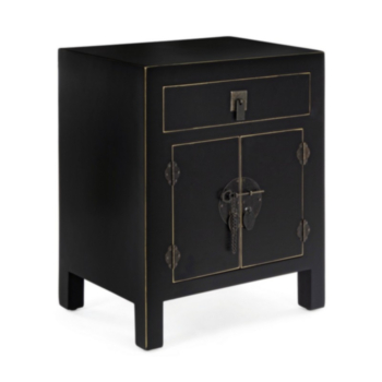 PECHINO BLACK BEDSIDE TABLE 2DO-1DR