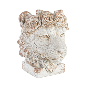 VASE TÊTE LION MAGNÉSIE H44