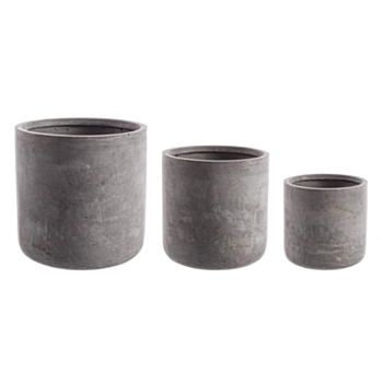 SET3 GREY CYLINDRICAL CEMENT VASE HOLDER