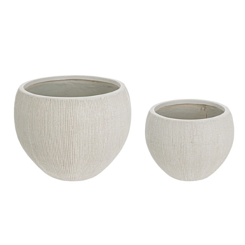 SET2 BRUSH BEIGE SPHERICAL VASE HOLDER
