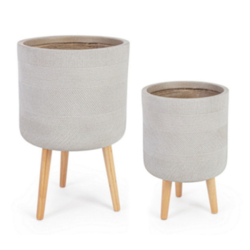 SET2 PORTE-VASE RIGO RONDE TRÉPIED BEIGE