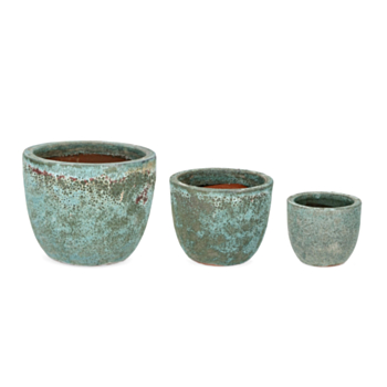 SET3  DUYEN SHAPED GREEN VASE HOLDER