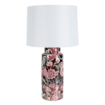 PINK FLOWER PORCELAIN TABLE LAMP H63