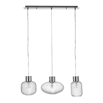 SHOWY TRANS-SILV RECT CHANDELIER 3LIGHTS