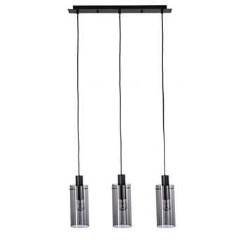AGLOW SMOKY G-BL RECT CHANDELIER 3LIGHTS