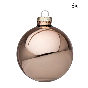 SET 6 SFERE DI VETRO BEIGE LUCIDO D80 