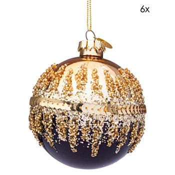 SET 6 SFERE DI VETRO SHOW ORO-NERO D80