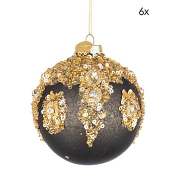 SET 6 SFERE DI VETRO MELISSA NERO-ORO D80